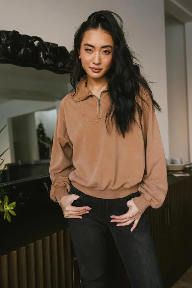 Bohme Sweaters Lorena Quarter Zip In Tan 8211 FINAL SALE Tan 8211 Women