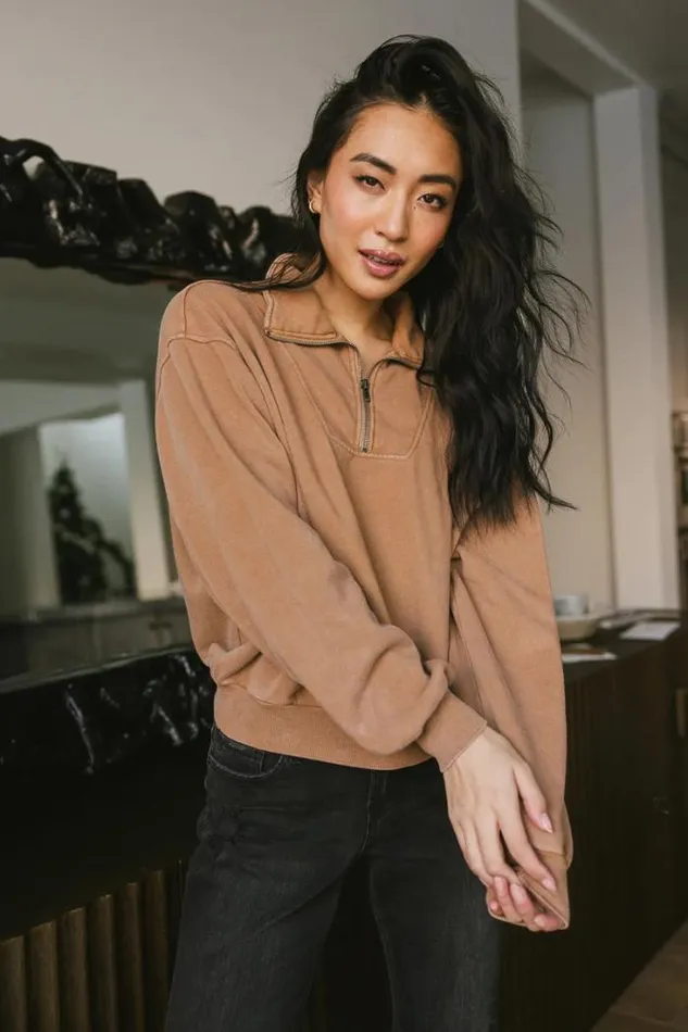 Bohme Sweaters Lorena Quarter Zip In Tan 8211 FINAL SALE Tan 8211 Women Bohme Sweaters Lorena Quarter Zip In Tan 8211 FINAL SALE Tan 8211 Women