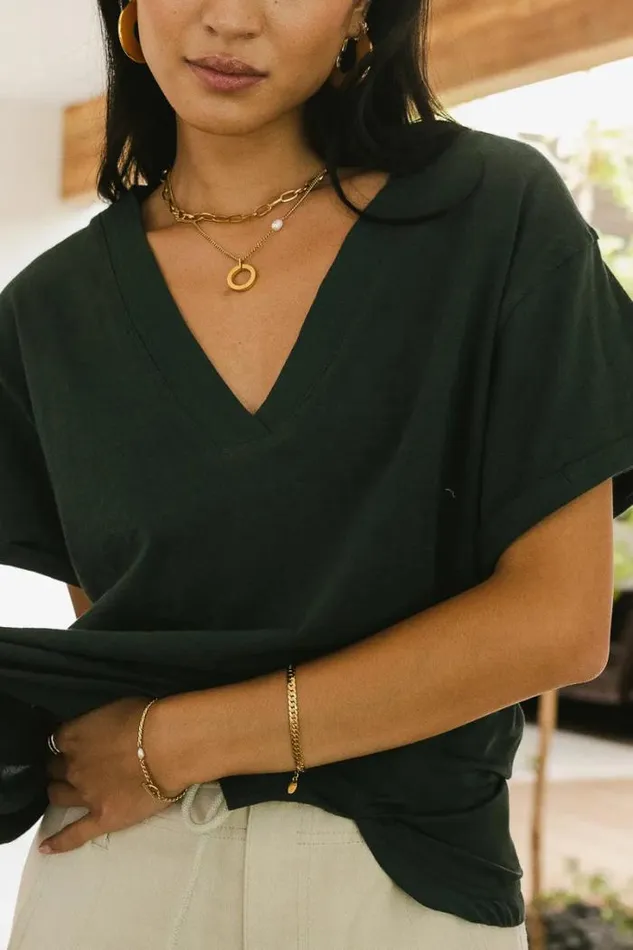Bohme Tees and Tanks Logan Contrast Top In Hunter Green 8211 FINAL SALE Hunter Green 8211 Women