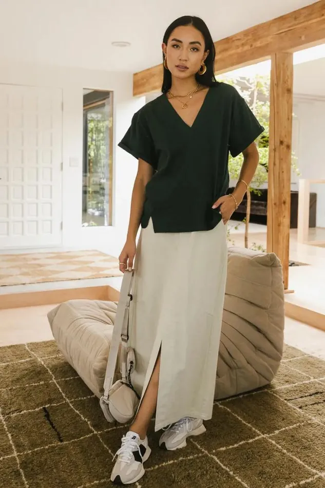 Bohme Tees and Tanks Logan Contrast Top In Hunter Green 8211 FINAL SALE Hunter Green 8211 Women Bohme Tees and Tanks Logan Contrast Top In Hunter Green 8211 FINAL SALE Hunter Green 8211 Women