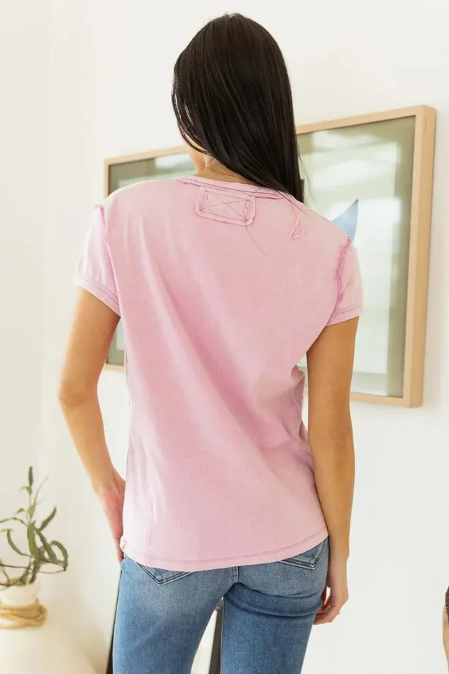 Bohme Tees and Tanks Marissa Tee In Pink 8211 FINAL SALE Pink 8211 Women Bohme Tees and Tanks Marissa Tee In Pink 8211 FINAL SALE Pink 8211 Women