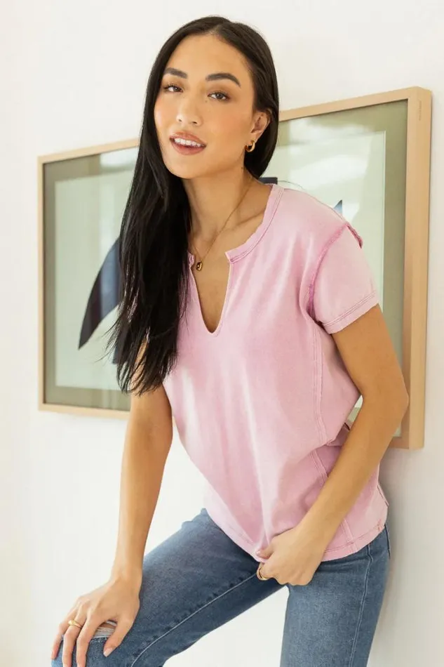 Bohme Tees and Tanks Marissa Tee In Pink 8211 FINAL SALE Pink 8211 Women Bohme Tees and Tanks Marissa Tee In Pink 8211 FINAL SALE Pink 8211 Women