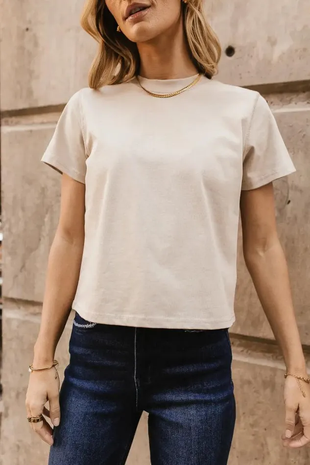 Bohme Tees and Tanks Mason Crewneck TShirt In Taupe Taupe 8211 Women