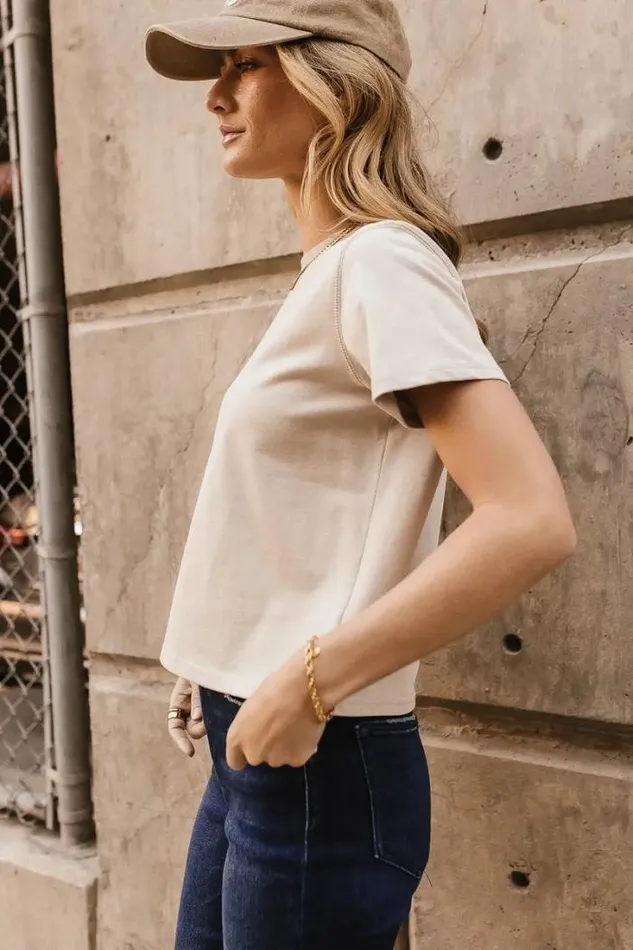 Bohme Tees and Tanks Mason Crewneck TShirt In Taupe Taupe 8211 Women Bohme Tees and Tanks Mason Crewneck TShirt In Taupe Taupe 8211 Women