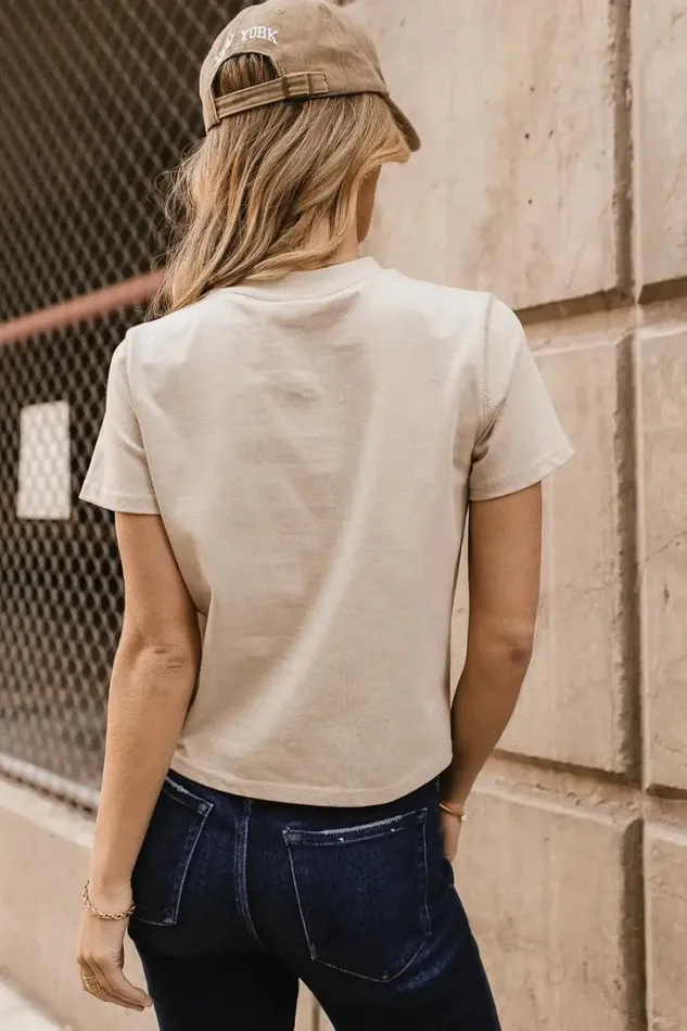 Bohme Tees and Tanks Mason Crewneck TShirt In Taupe Taupe 8211 Women Bohme Tees and Tanks Mason Crewneck TShirt In Taupe Taupe 8211 Women