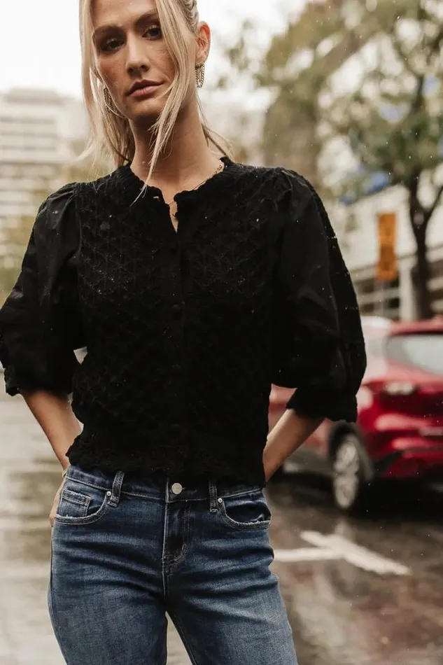 Bohme Tops Avery Crochet Cardigan In Black Black 8211 Women