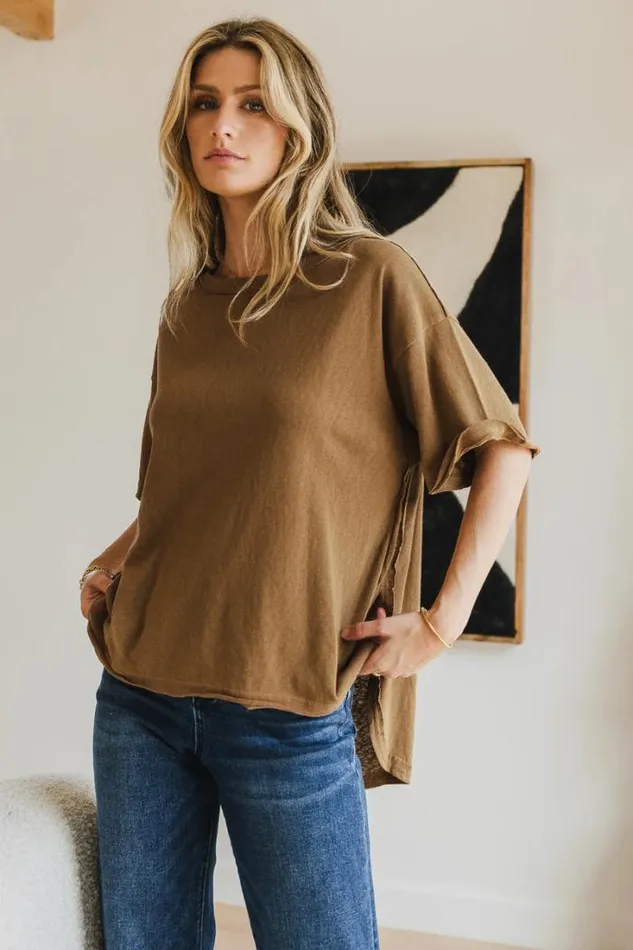 Bohme Tops Blake Oversized TShirt In Camel 8211 FINAL SALE Camel 8211 Women Bohme Tops Blake Oversized TShirt In Camel 8211 FINAL SALE Camel 8211 Women