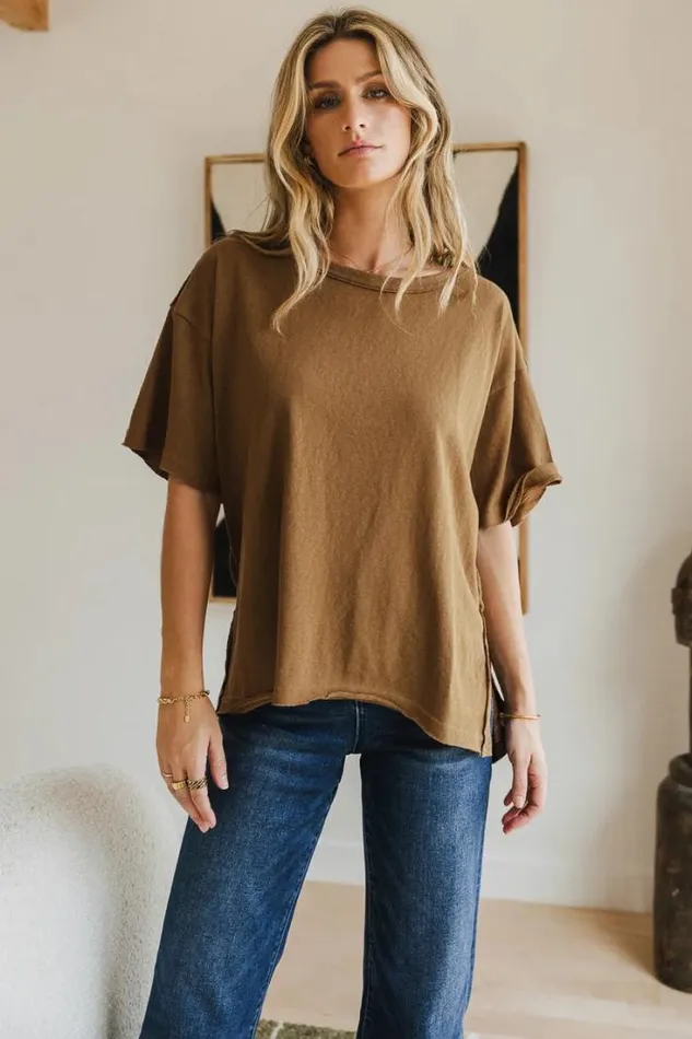 Bohme Tops Blake Oversized TShirt In Camel 8211 FINAL SALE Camel 8211 Women Bohme Tops Blake Oversized TShirt In Camel 8211 FINAL SALE Camel 8211 Women
