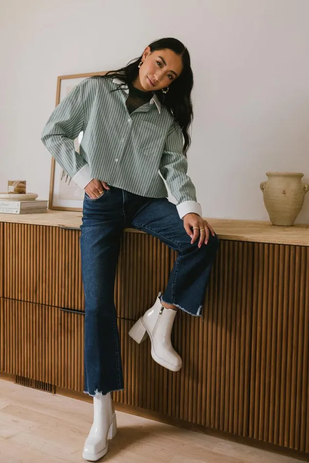 Bohme Tops Cassidy Striped Button Up Green 8211 Women Bohme Tops Cassidy Striped Button Up Green 8211 Women