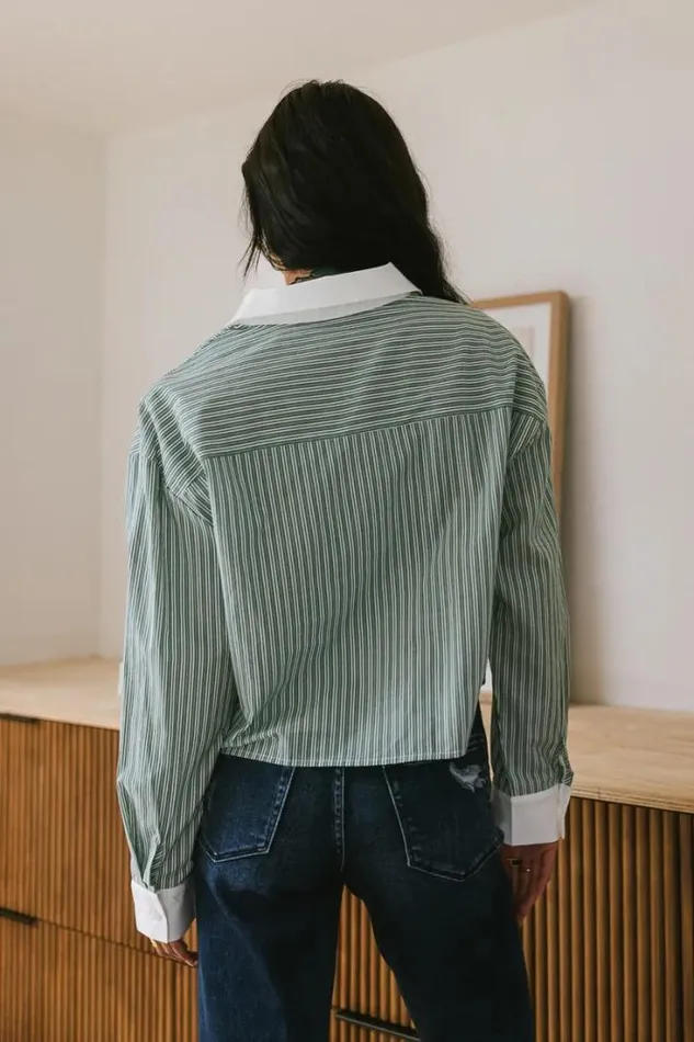 Bohme Tops Cassidy Striped Button Up Green 8211 Women Bohme Tops Cassidy Striped Button Up Green 8211 Women