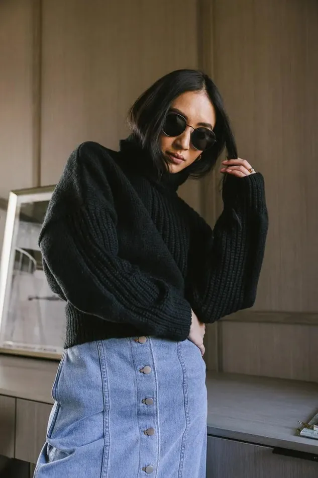 Bohme Tops Catherine Turtleneck Sweater In Black Black 8211 Women