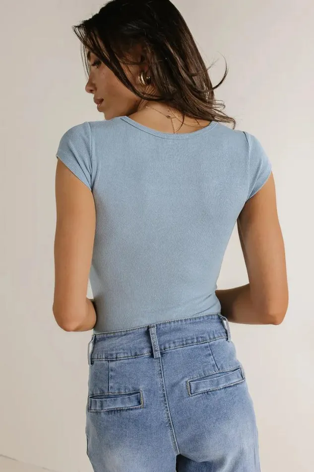 Bohme Tops Clara Square Neck Bodysuit In Blue Blue 8211 Women Bohme Tops Clara Square Neck Bodysuit In Blue Blue 8211 Women