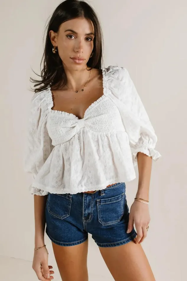 Bohme Tops Daisy Babydoll Blouse White 8211 Women Bohme Tops Daisy Babydoll Blouse White 8211 Women
