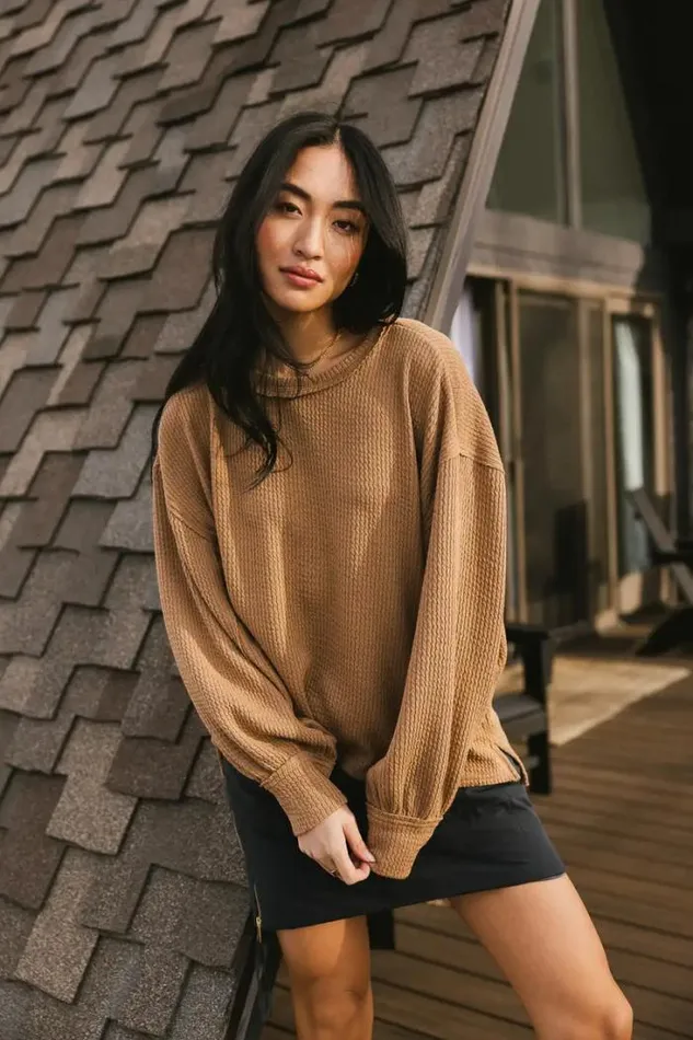 Bohme Tops Delaney Ribbed Knit Top In Brown Brown 8211 Women