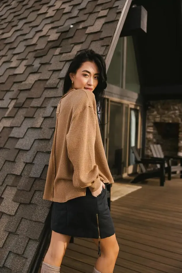 Bohme Tops Delaney Ribbed Knit Top In Brown Brown 8211 Women Bohme Tops Delaney Ribbed Knit Top In Brown Brown 8211 Women
