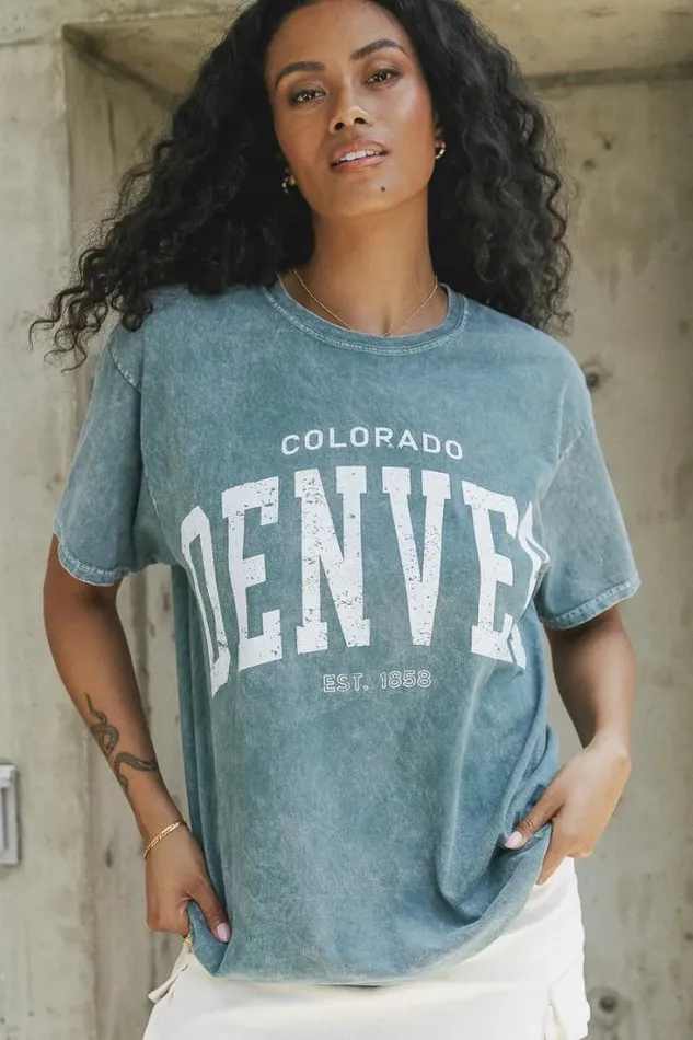 Bohme Tops Denver Colorado Graphic Tee Green 8211 Women