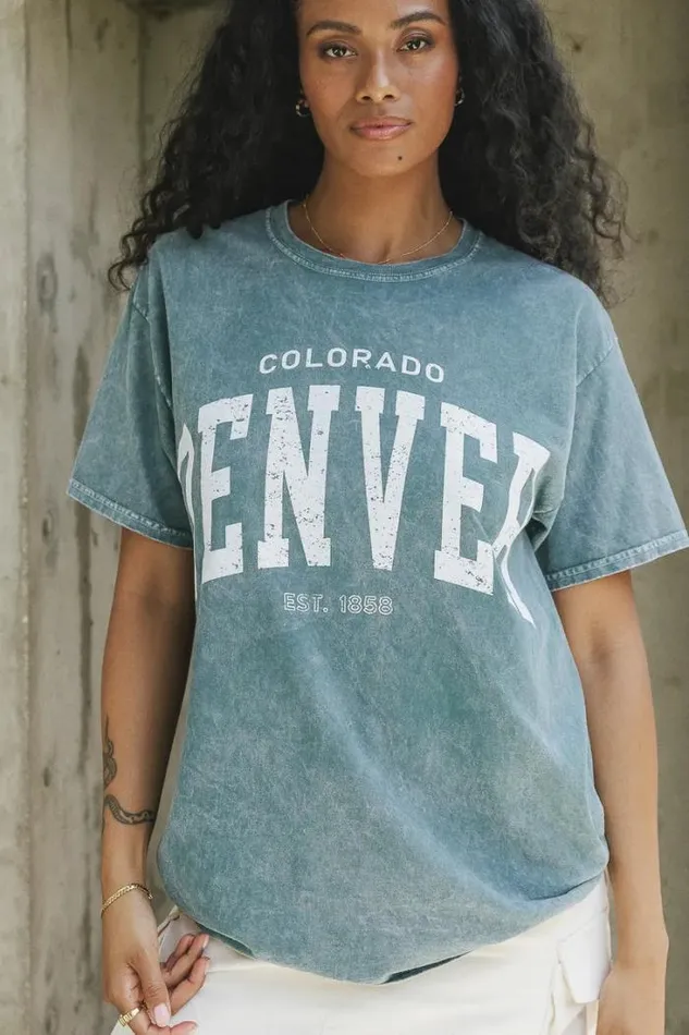 Bohme Tops Denver Colorado Graphic Tee Green 8211 Women Bohme Tops Denver Colorado Graphic Tee Green 8211 Women
