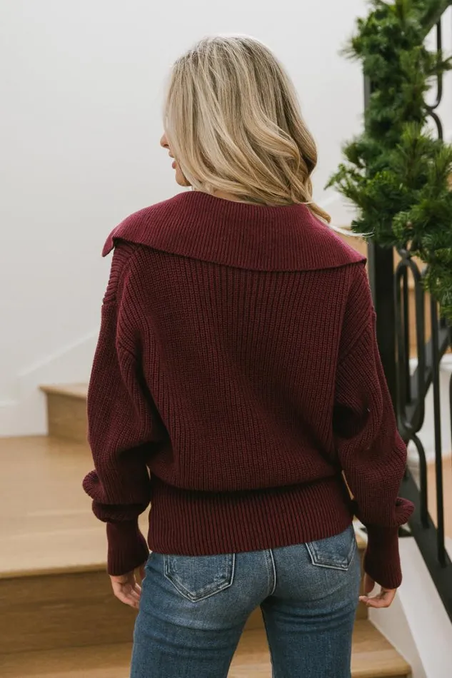 Bohme Tops Diana Collared Sweater Burgundy 8211 Women Bohme Tops Diana Collared Sweater Burgundy 8211 Women