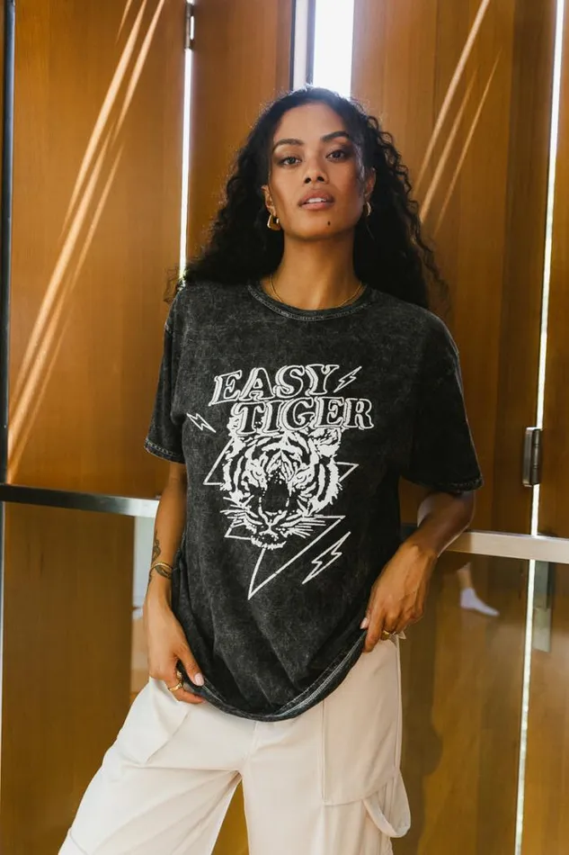 Bohme Tops Easy Tiger Graphic Tee 8211 FINAL SALE Black 8211 Women