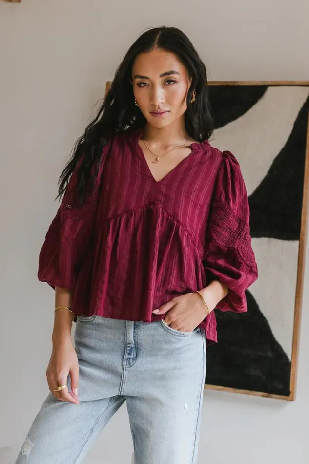 Bohme Tops Ellison Blouse In Burgundy 8211 FINAL SALE Burgundy 8211 Women