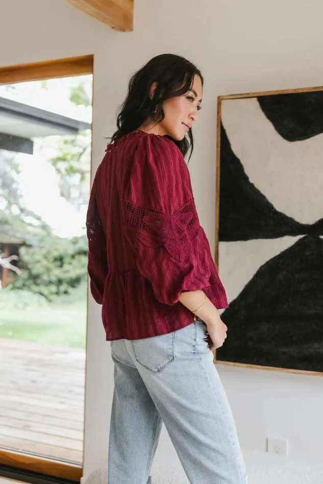 Bohme Tops Ellison Blouse In Burgundy 8211 FINAL SALE Burgundy 8211 Women Bohme Tops Ellison Blouse In Burgundy 8211 FINAL SALE Burgundy 8211 Women