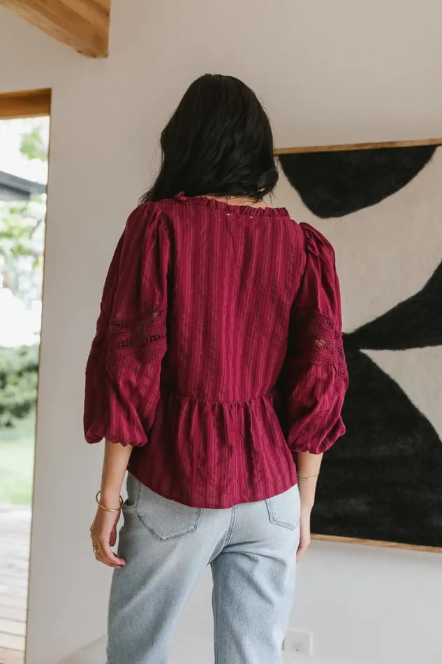 Bohme Tops Ellison Blouse In Burgundy 8211 FINAL SALE Burgundy 8211 Women Bohme Tops Ellison Blouse In Burgundy 8211 FINAL SALE Burgundy 8211 Women