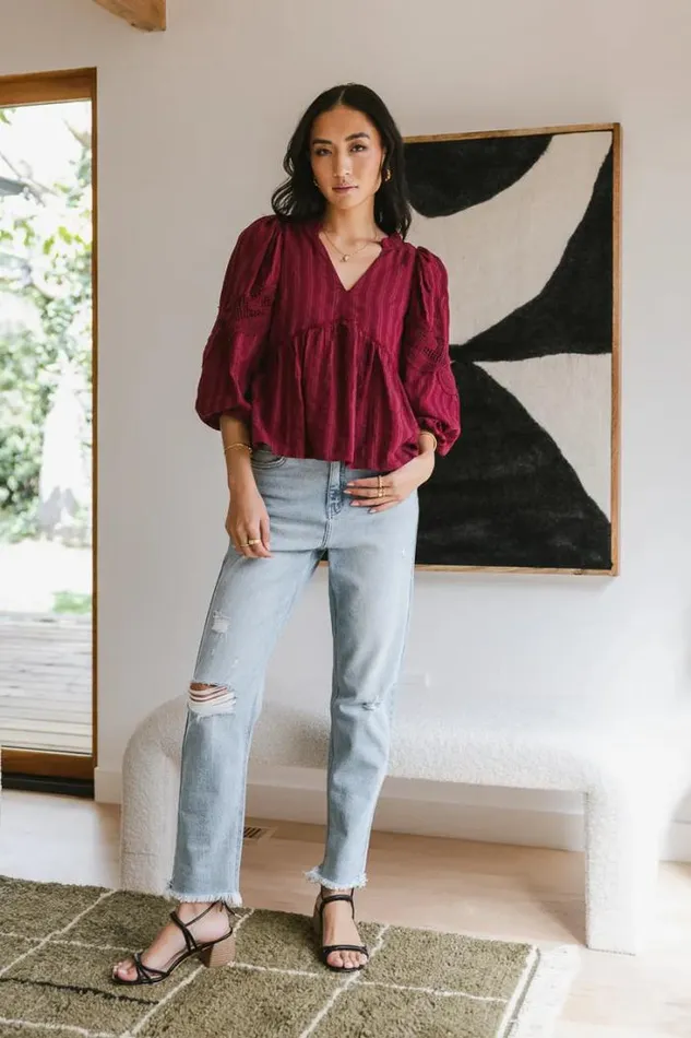 Bohme Tops Ellison Blouse In Burgundy 8211 FINAL SALE Burgundy 8211 Women Bohme Tops Ellison Blouse In Burgundy 8211 FINAL SALE Burgundy 8211 Women