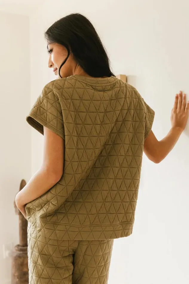 Bohme Tops Elora Quilted Top In Olive 8211 FINAL SALE Olive 8211 Women Bohme Tops Elora Quilted Top In Olive 8211 FINAL SALE Olive 8211 Women