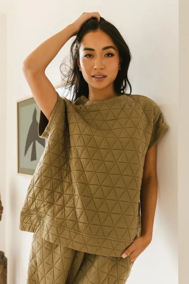 Bohme Tops Elora Quilted Top In Olive 8211 FINAL SALE Olive 8211 Women Bohme Tops Elora Quilted Top In Olive 8211 FINAL SALE Olive 8211 Women