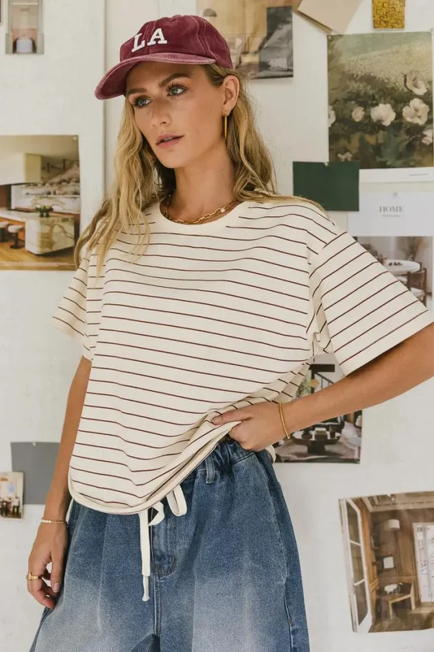 Bohme Tops Evie Striped TShirt In Red 8211 FINAL SALE Red 8211 Women