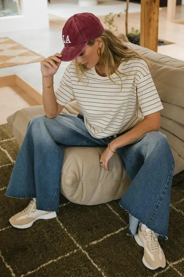 Bohme Tops Evie Striped TShirt In Red 8211 FINAL SALE Red 8211 Women Bohme Tops Evie Striped TShirt In Red 8211 FINAL SALE Red 8211 Women