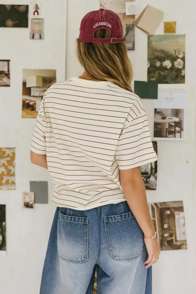 Bohme Tops Evie Striped TShirt In Red 8211 FINAL SALE Red 8211 Women Bohme Tops Evie Striped TShirt In Red 8211 FINAL SALE Red 8211 Women