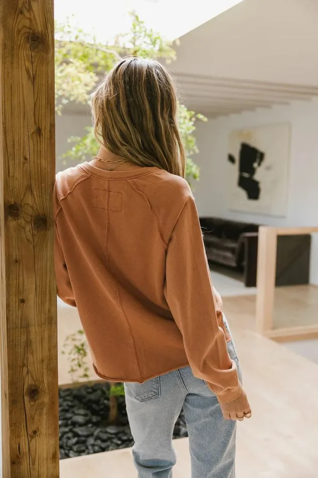 Bohme Tops Exposed Seam Sweatshirt In Clay Clay 8211 Women Bohme Tops Exposed Seam Sweatshirt In Clay Clay 8211 Women