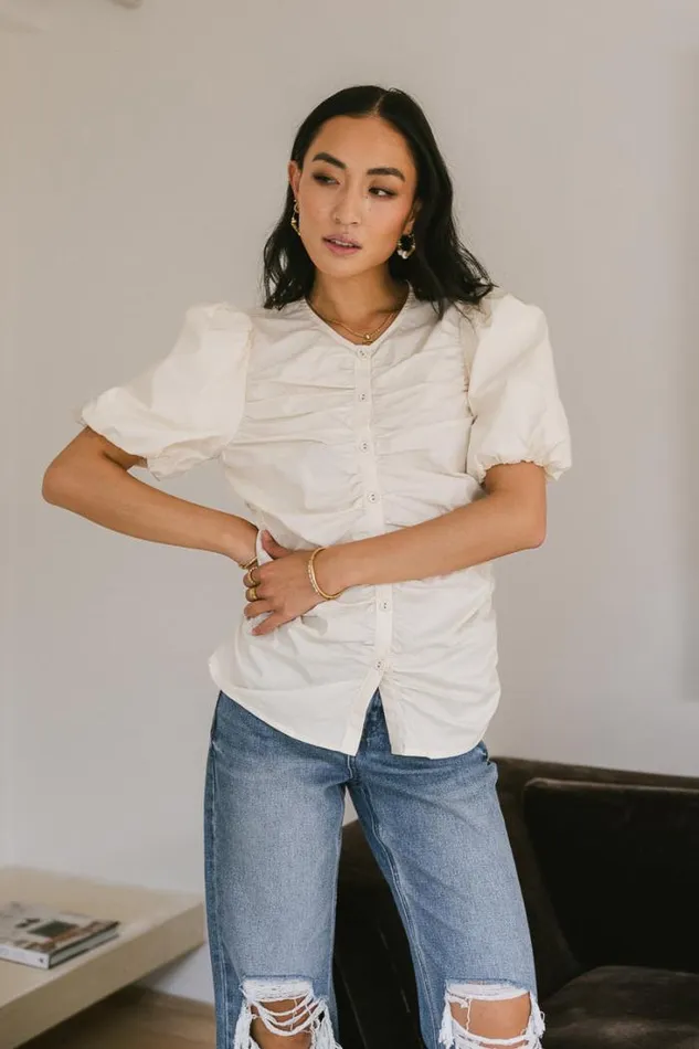 Bohme Tops Frankie Ruched Top In Natural 8211 FINAL SALE Natural 8211 Women Bohme Tops Frankie Ruched Top In Natural 8211 FINAL SALE Natural 8211 Women