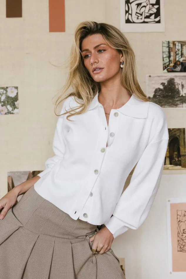 Bohme Tops Gianna Ribbed Cardigan In Ivory Ivory 8211 Women Bohme Tops Gianna Ribbed Cardigan In Ivory Ivory 8211 Women
