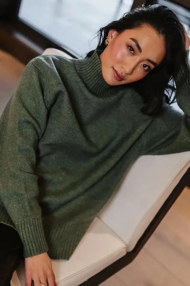 Bohme Tops Gracie High Neck Sweater In Green Green 8211 Women
