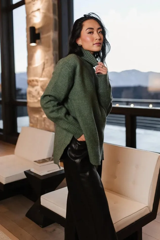 Bohme Tops Gracie High Neck Sweater In Green Green 8211 Women Bohme Tops Gracie High Neck Sweater In Green Green 8211 Women