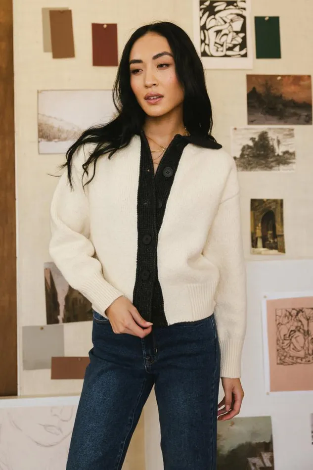 Bohme Tops Hailey Colorblock Cardigan In Black Black 8211 Women