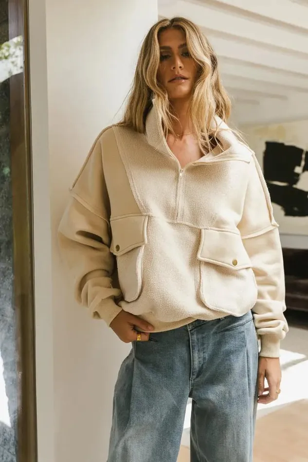 Bohme Tops Harry Half Zip Pullover In Cream Cream 8211 Women Bohme Tops Harry Half Zip Pullover In Cream Cream 8211 Women