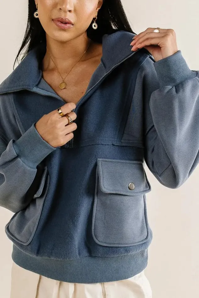Bohme Tops Katherine Half Zip In Blue Blue 8211 Women