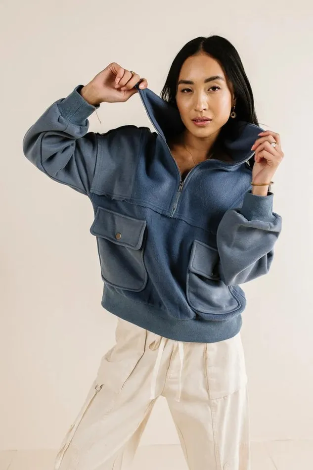 Bohme Tops Katherine Half Zip In Blue Blue 8211 Women Bohme Tops Katherine Half Zip In Blue Blue 8211 Women