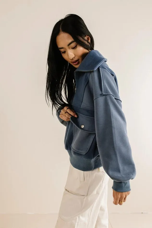 Bohme Tops Katherine Half Zip In Blue Blue 8211 Women Bohme Tops Katherine Half Zip In Blue Blue 8211 Women
