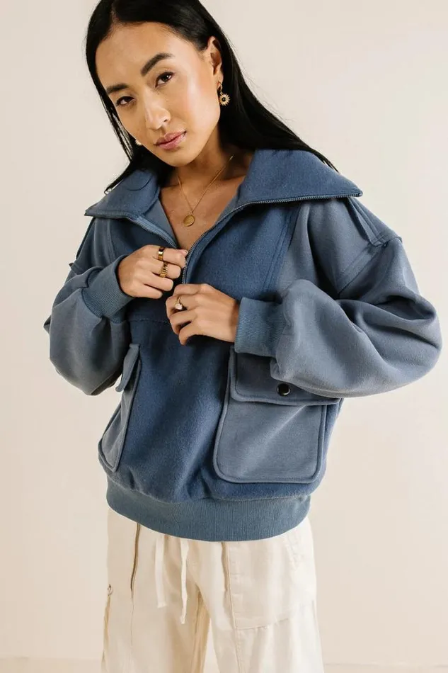 Bohme Tops Katherine Half Zip In Blue Blue 8211 Women Bohme Tops Katherine Half Zip In Blue Blue 8211 Women