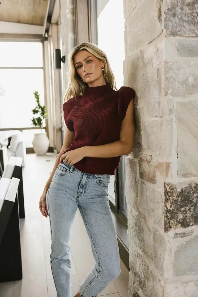 Bohme Tops Kippa Shoulder Pad Sweater In Burgundy Burgundy 8211 Women Bohme Tops Kippa Shoulder Pad Sweater In Burgundy Burgundy 8211 Women