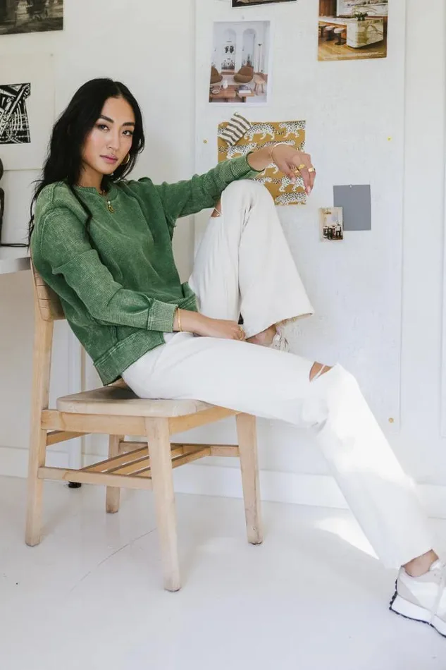 Bohme Tops Konnor Waffle Knit Top Green 8211 Women