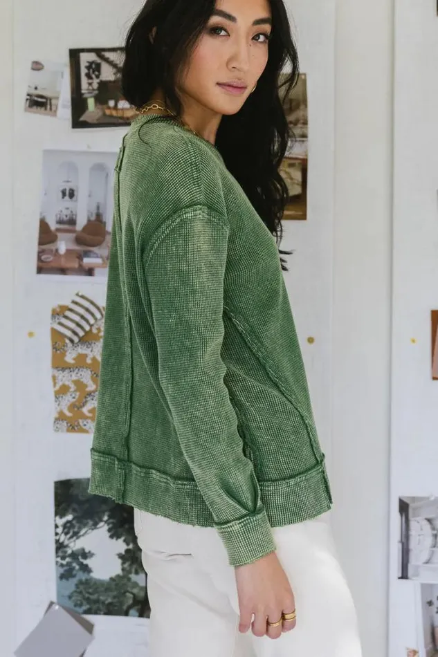 Bohme Tops Konnor Waffle Knit Top Green 8211 Women Bohme Tops Konnor Waffle Knit Top Green 8211 Women