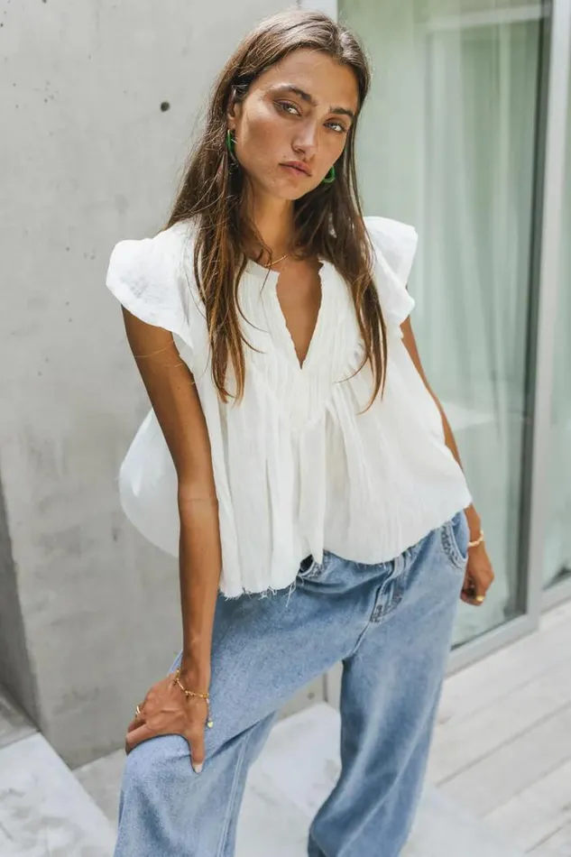 Bohme Tops Leia Blouse In Cream Cream 8211 Women