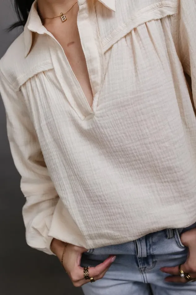 Bohme Tops Mattie Textured Top Cream 8211 Women