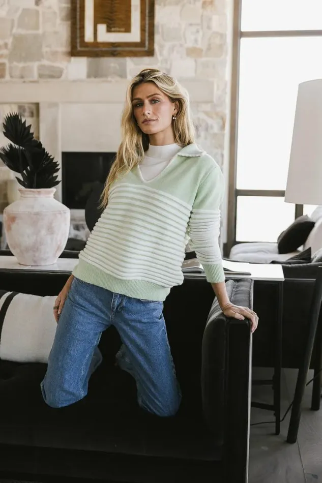 Bohme Tops Nathaniel Collared Sweater In Sage Sage 8211 Women Bohme Tops Nathaniel Collared Sweater In Sage Sage 8211 Women