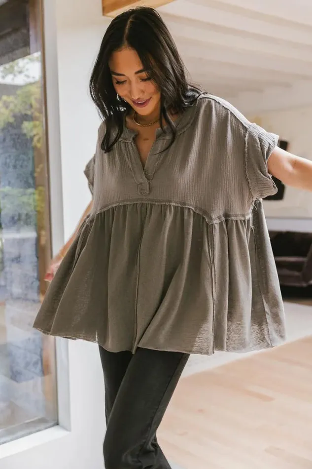 Bohme Tops Niki Exposed Seam Top In Sage Sage 8211 Women